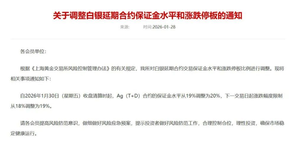上期所、上金所：调高金银及黑色系品种保证金，多品种涨跌停板扩容